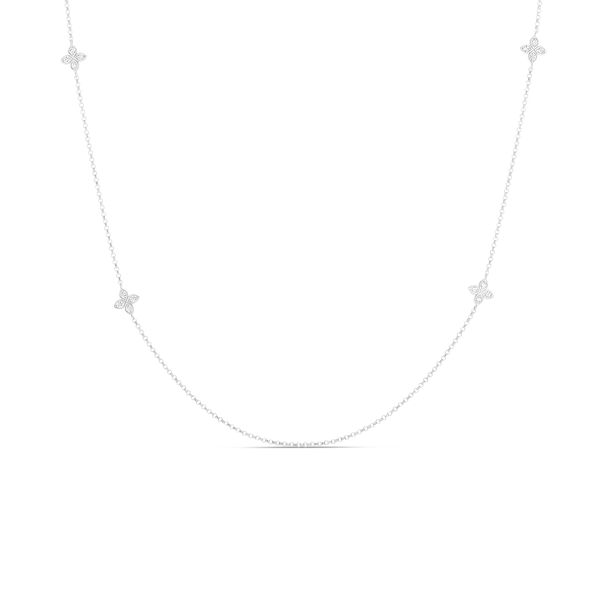 Love by the Yard Diamond 10 Station Necklace in 18K White Gold, 36in