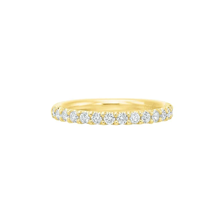 Classic Comfort Fit 0.40ct Diamond Prong Set Partway Band in 18K Yellow Gold, size 6