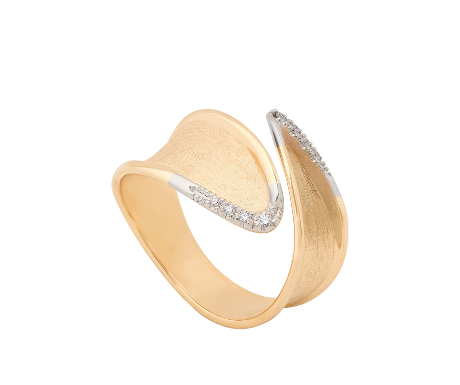 Lunaria Twist 0.05ct Diamond Wrap Ring in 18K Yellow and White Gold, size 7