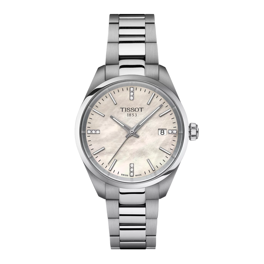 34mm PR 100 Quartz Watch with Mother of Pearl Dial in Stainless Steel, Bracelet