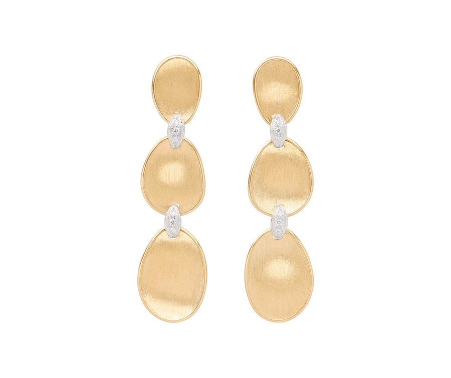 Lunaria 0.07ct Diamond Three-Drop Earrings in 18K Yellow and White Gold