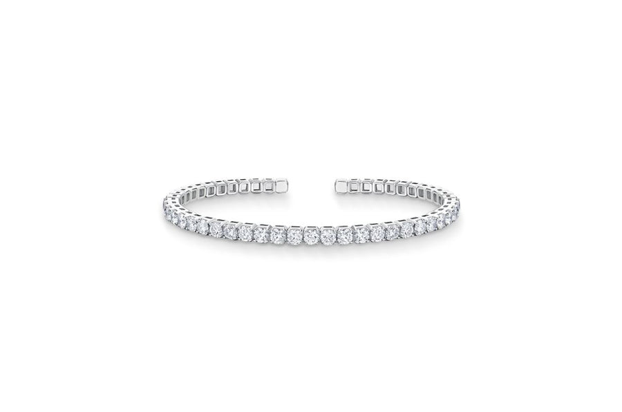 3.63-4.00ct Diamond Open Flex Bangle Bracelet in 18K White Gold