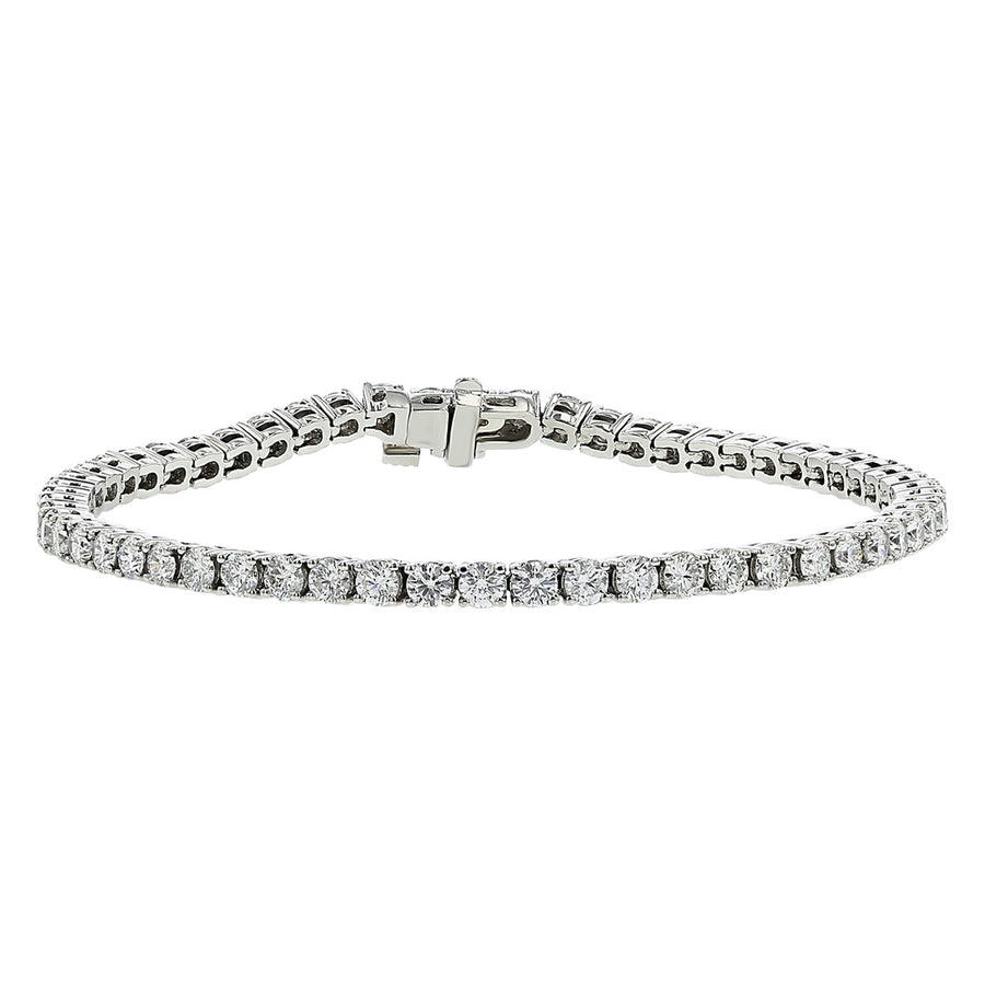 Fire & Ice Round Brilliant Diamond 4-Prong Line Tennis Bracelet in Platinum, 7in