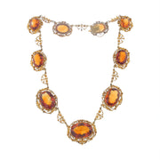 101.62ct Oval Citrine Etruscan Revival Necklace and Earring Set in 15-16k Yellow Gold, 16"