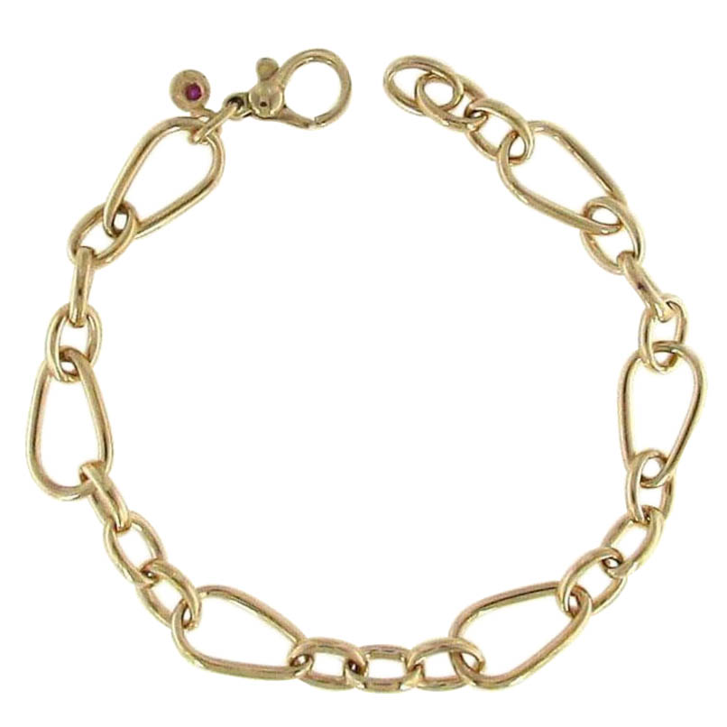 Alternating Small and Large Link Bracelet in 18K Yellow Gold, 7in
