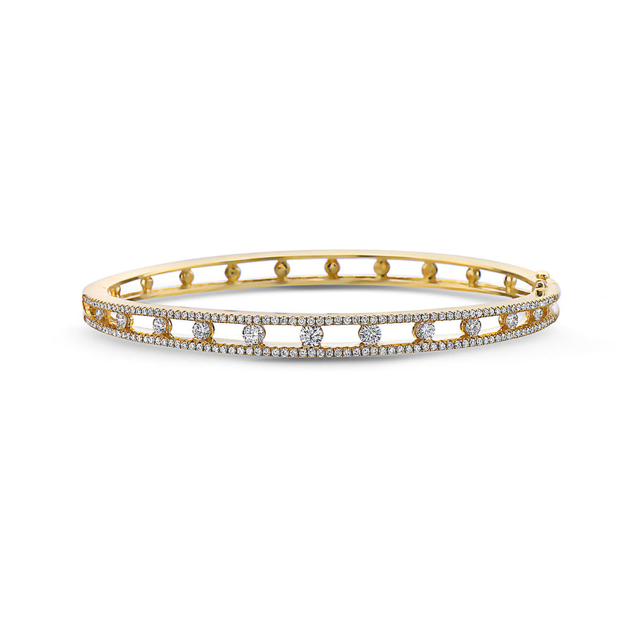18K YELLOW GOLD 161 ROUND DIAMONDS=1.34CT PRECIOUS PASTEL SINGLE ROW BRACELET