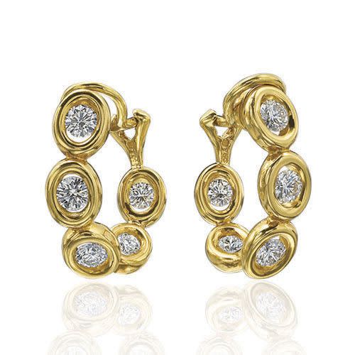 Oasis 1.58ct Diamond Curved Earrings in 18K Yellow Gold