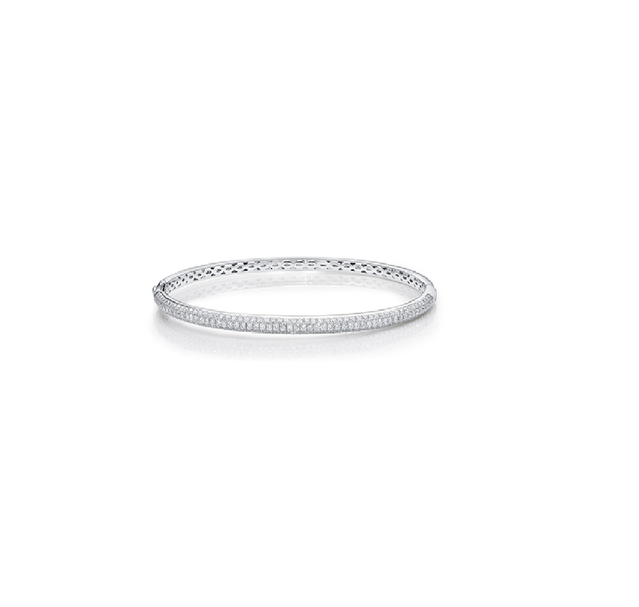 1.39-1.45ct Diamond Pave Bangle Bracelet in 18K White Gold