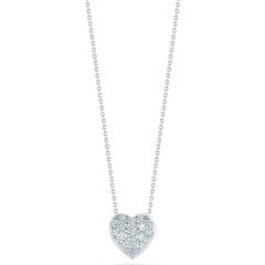 0.15ct Round Diamonds Puffed Heart Necklace in 18K White Gold
