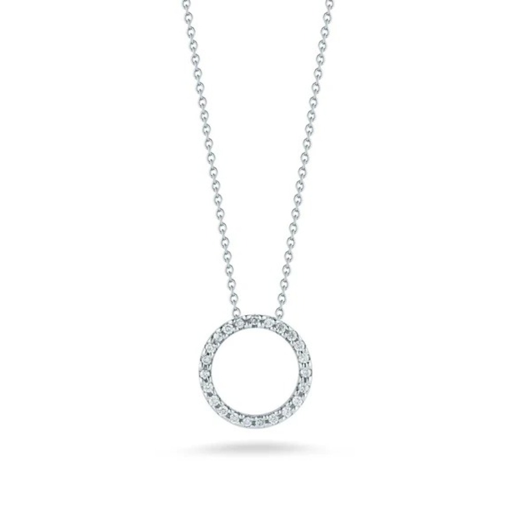 Diamond Circle Pendant in 18K White Gold, 18in