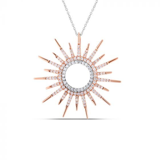 Tiny Treasures 0.66ct Diamond Sun Pendant in 18K Rose and White Gold, on 18" chain