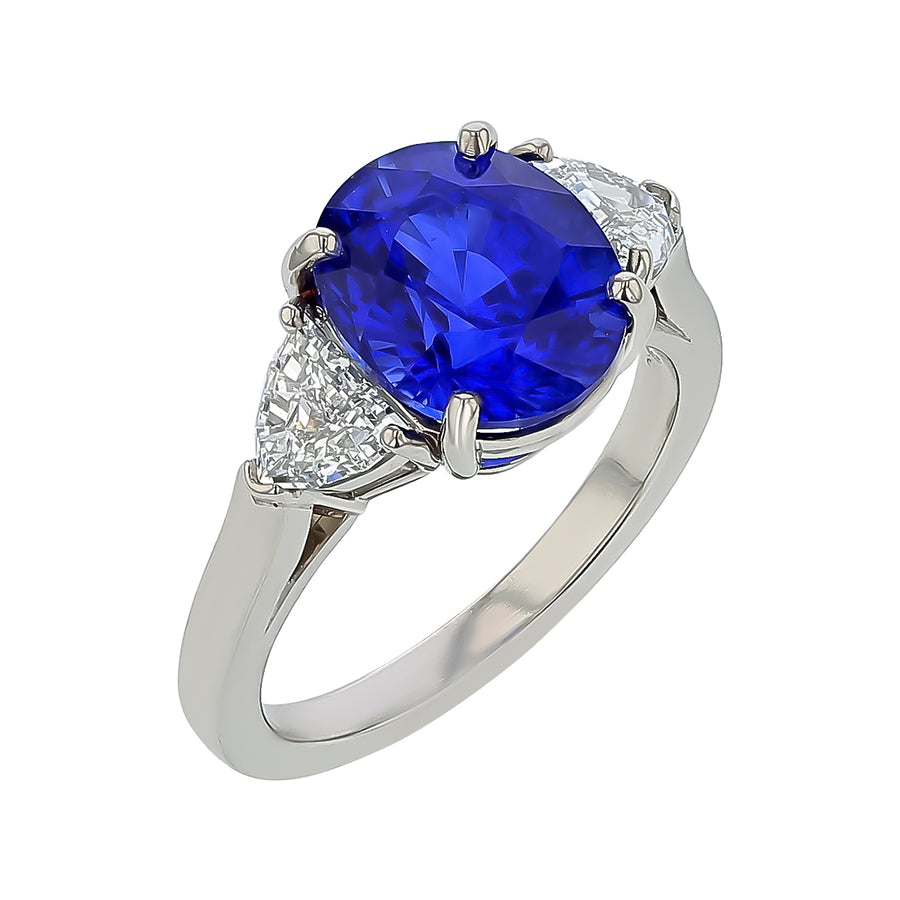 5.10ct Ceylon Sapphire and 1.02ct Diamond Ring in Platinum, size 6.5