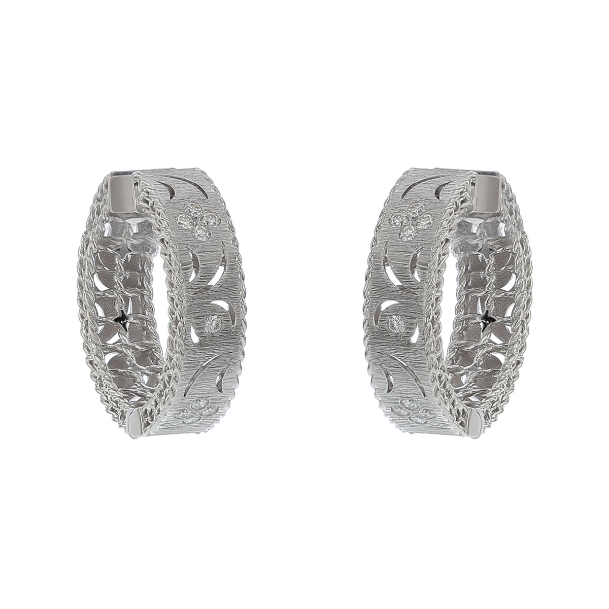 Princess Diamond Hoop Earrings in 18K White Gold