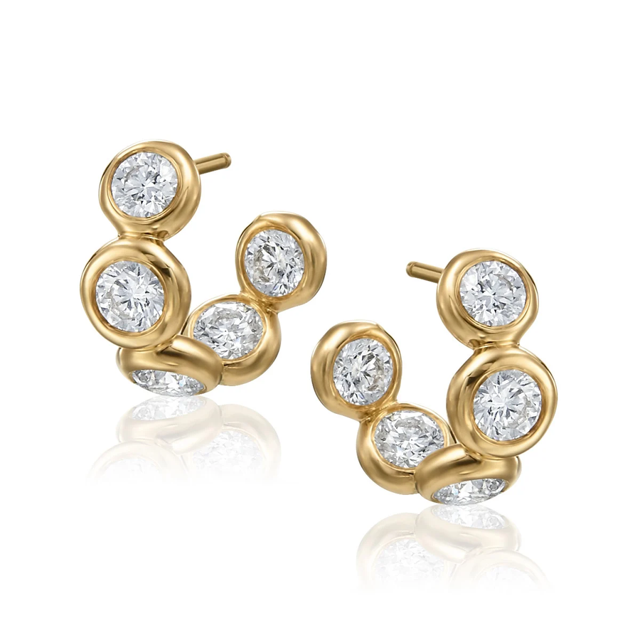 Moonlight 2.49ct Diamond Inside Out Huggie Hoop Earrings in 18K Yellow Gold