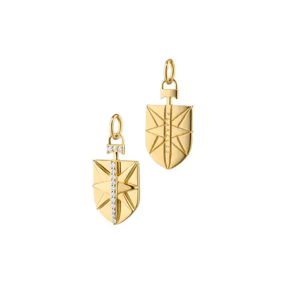 0.09ct Diamond Mini Fearless Shield Charm in 18K Yellow Gold, without chain