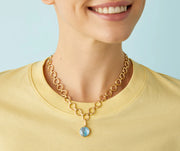 Jaipur Blue Topaz Bezel Pendant only in 18K Yellow Gold