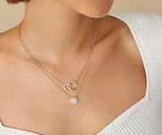 Delicati 0.15Ct Diamond Circle Necklace in 18k Yellow and White Gold