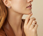 18K Yellow and White Gold Flat-Link Diamond Studs