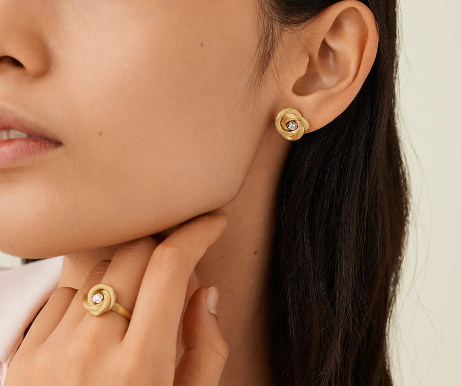 Jaipur Collection 18K Yellow Gold and Diamond Stud Earrings