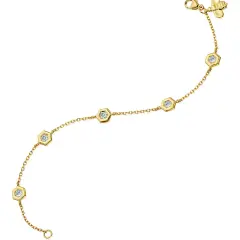 Mini Bee Diamond Bracelet in 18K Yellow Gold, 7in