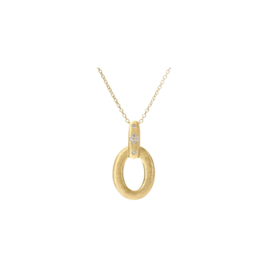 Duchessa 0.06ct Diamond Oval Pendant on Chain in 18K Yellow Gold, 17"
