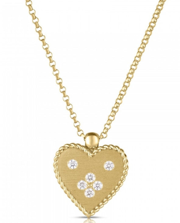 Venetian Princess Diamond Heart Pendant in 18K Yellow Gold, 18in
