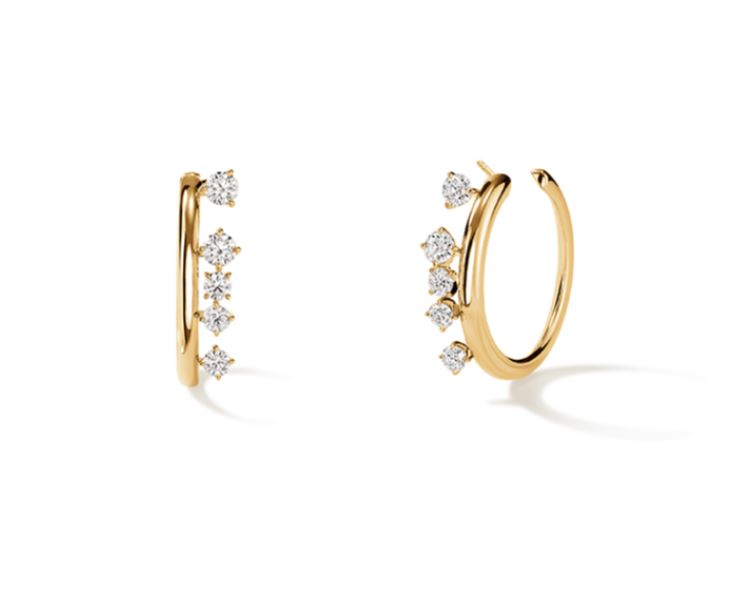 Barre Diamond Mini Hoops in 18K Yellow Gold