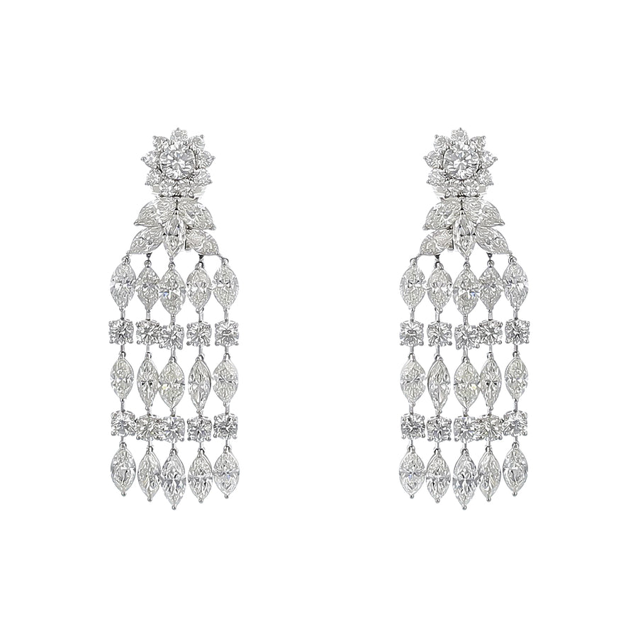 Platinum Diamond Chandelier Drop Earrings