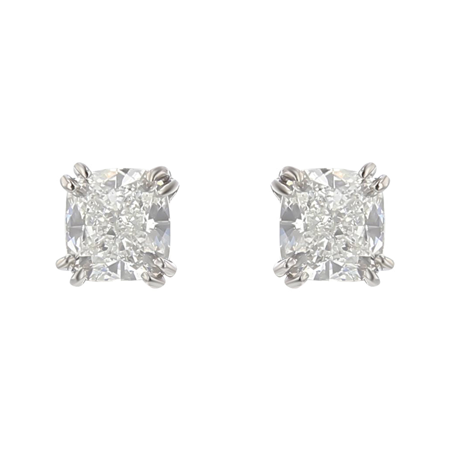 1.11ct Platinum 2 Cushion Diamonds Stud Earrings