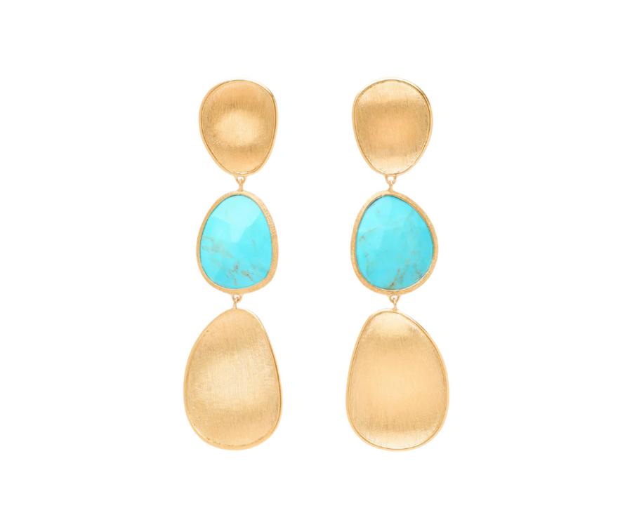 Lunaria Turquoise Drop Earrings in 18K Yellow Gold