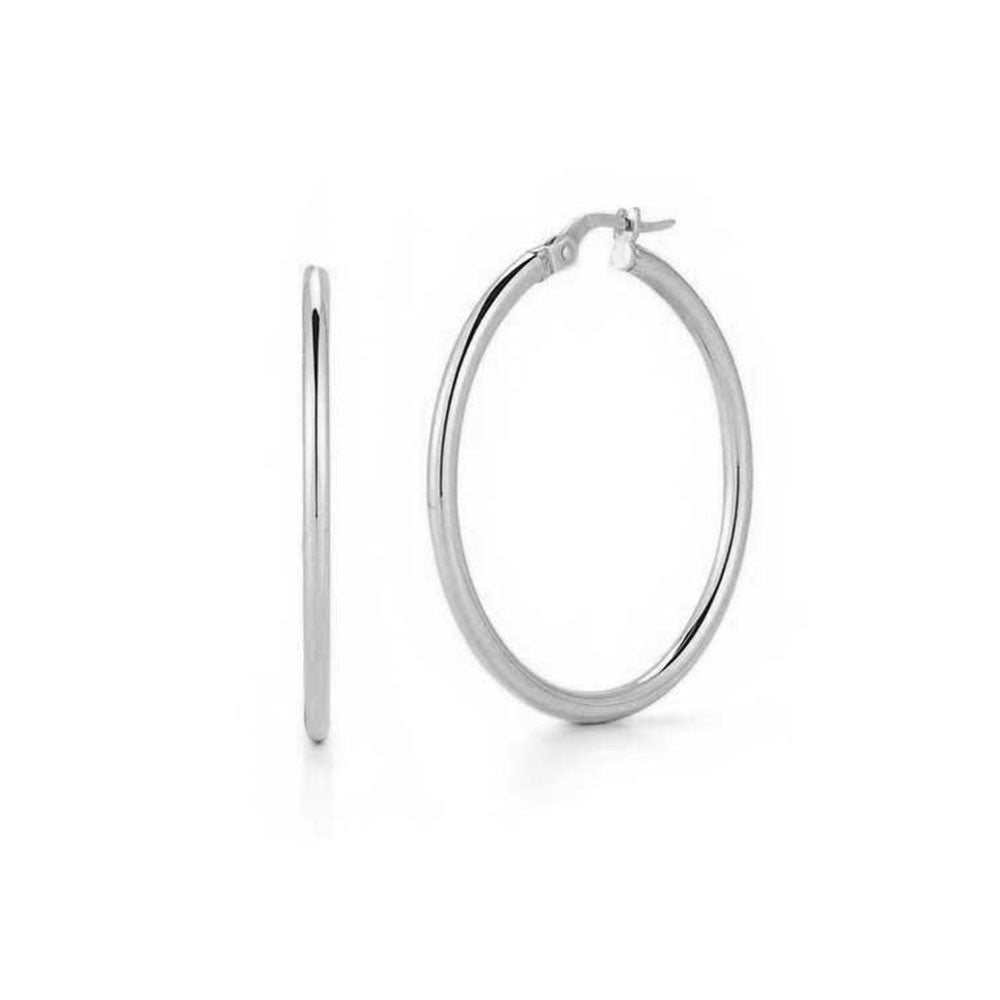 Hoop Earrings in 18K White Gold, 35mm