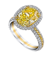 3.54ct Oval Diamond and 0.70ct Round Diamonds Halo Ring in Platinum and 18K Yellow Gold