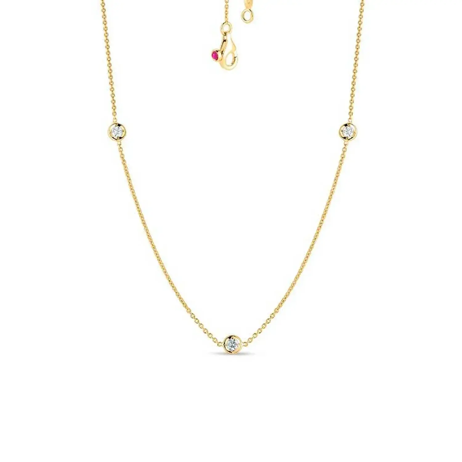 Diamonds by the Inch 0.38ct Diamond 3 Station Necklace in 18K Yellow Gold, 18"