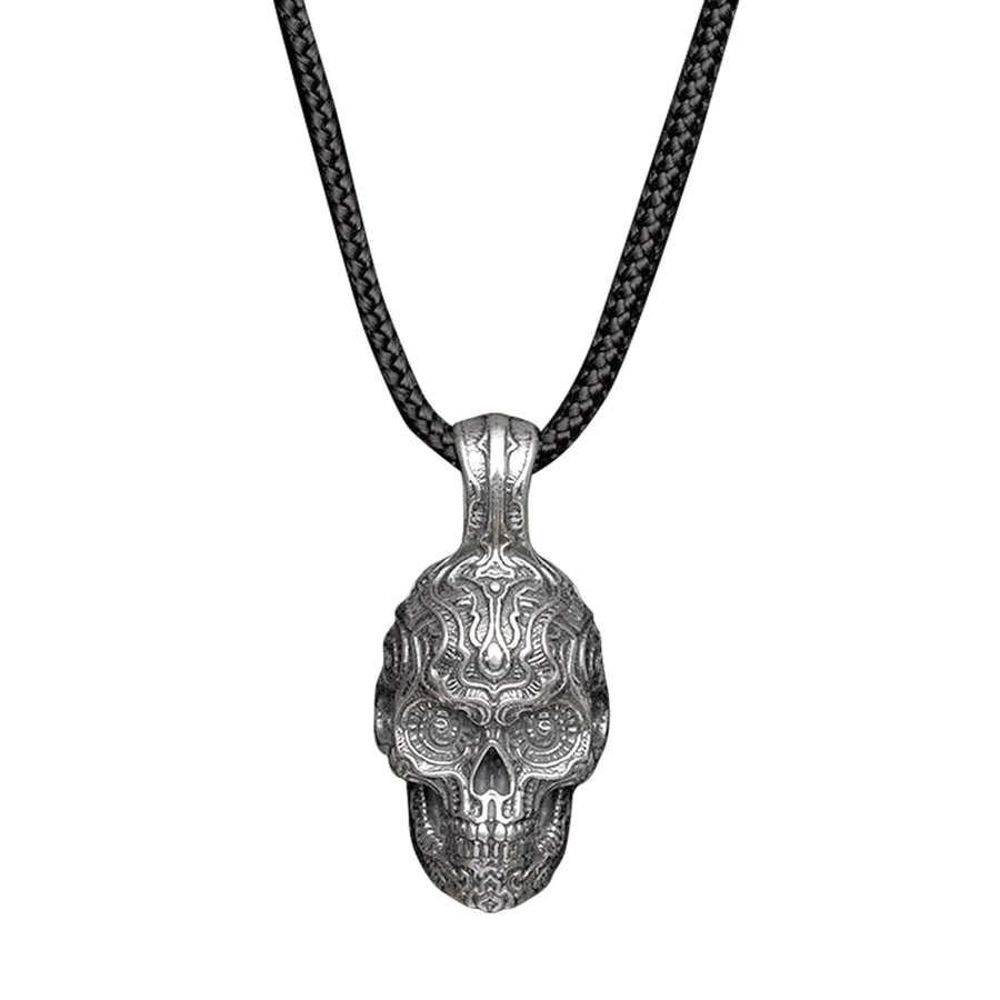 P5 Renegade Skull Pendant in Sterling Silver on Cord, 22in