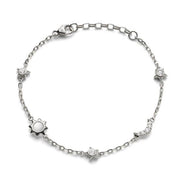 Sun Moon and Stars 0.40ct Moonstone and 0.30ct White Sapphire Bracelet, 7"