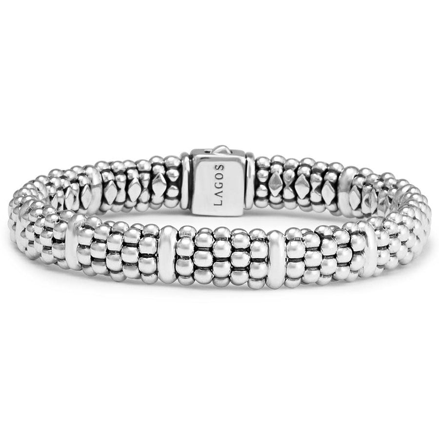 Signature Caviar 9mm Station Bracelet in Sterling Silver, size 6.5