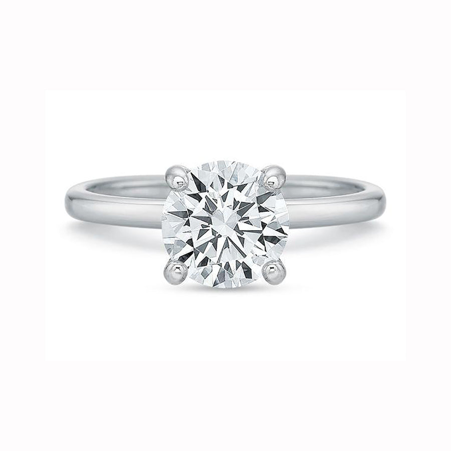 Modern Classic Solitaire Ring Semi Mount in Platinum with 1.00ct Round CZ Center, size 6