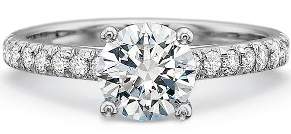 New Aire 0.40ct Diamond Shared Prong Ring Semi Mount in 18K White Gold and Platinum