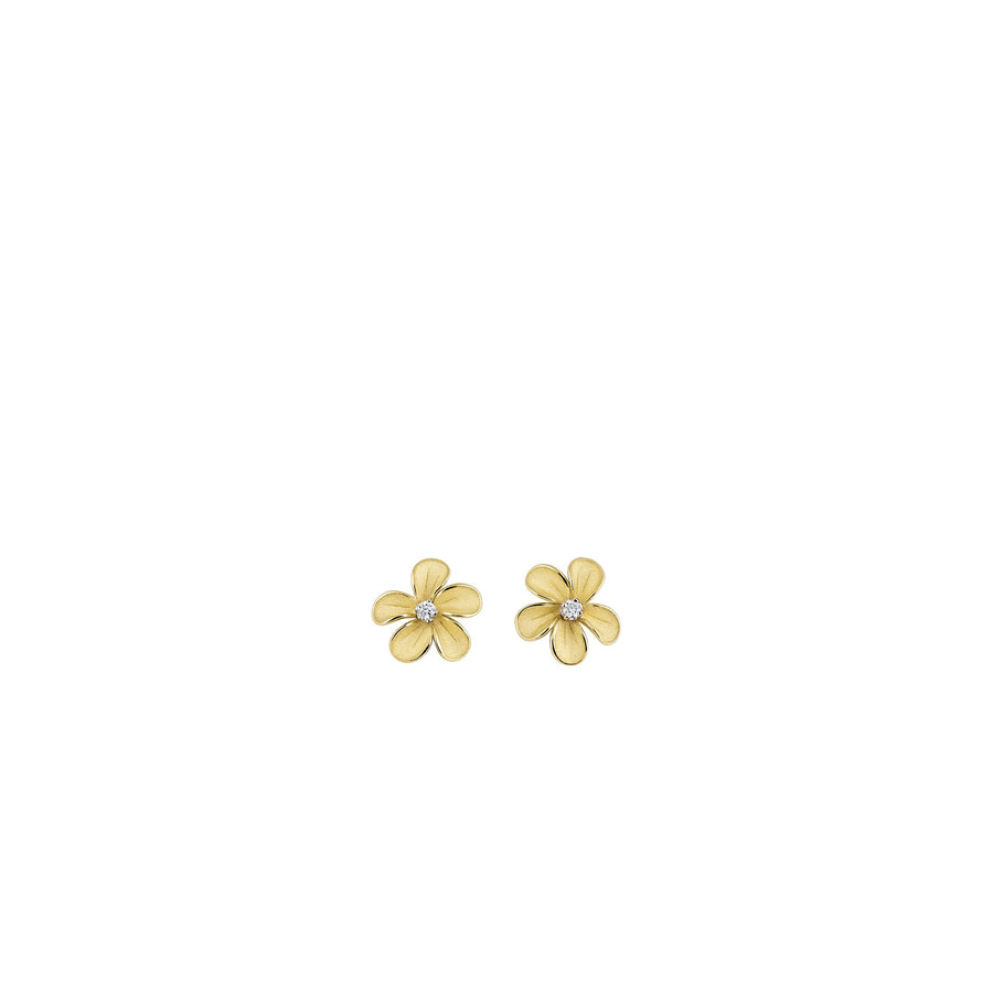 Cherry Blossom 0.03ct Diamond Stud Earrings in 18K Yellow Sunrise Gold