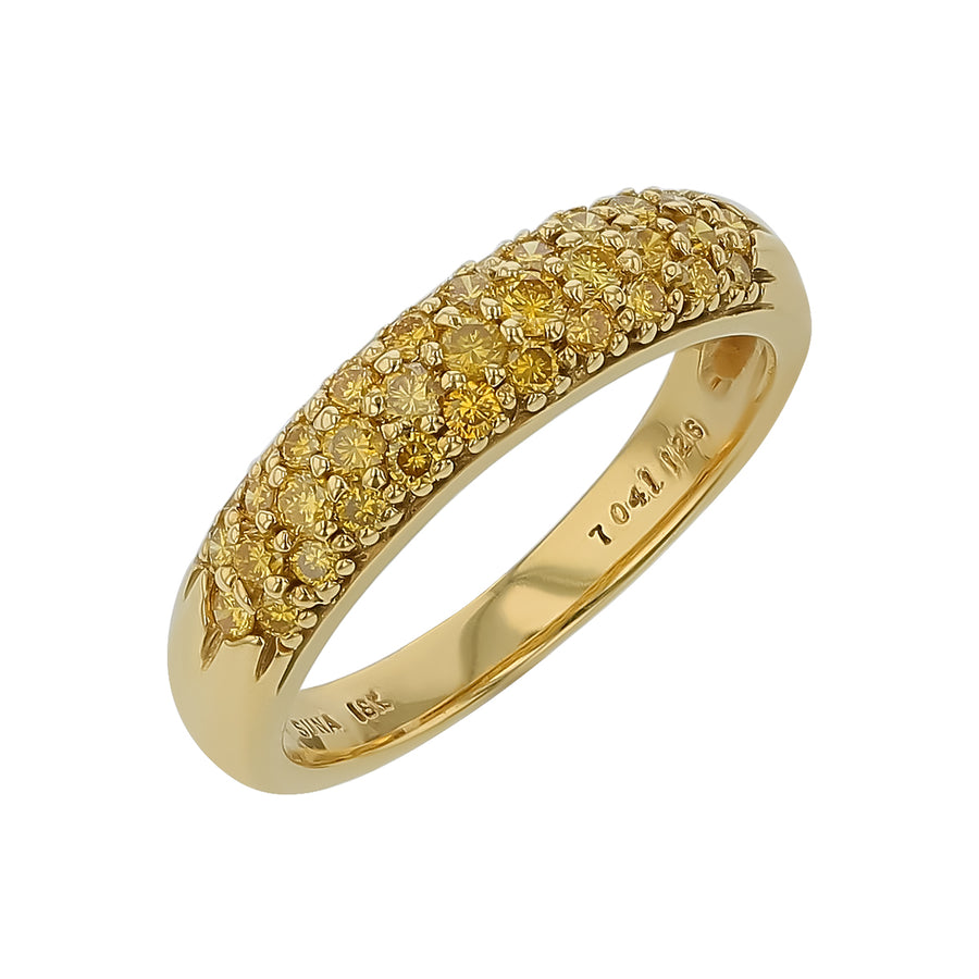 0.51ct Canary Diamond Pave Ring in 18K Yellow Gold, Size 6