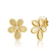 Jasmine 0.07ct Diamond Flower Stud Earrings in 18K Yellow Gold