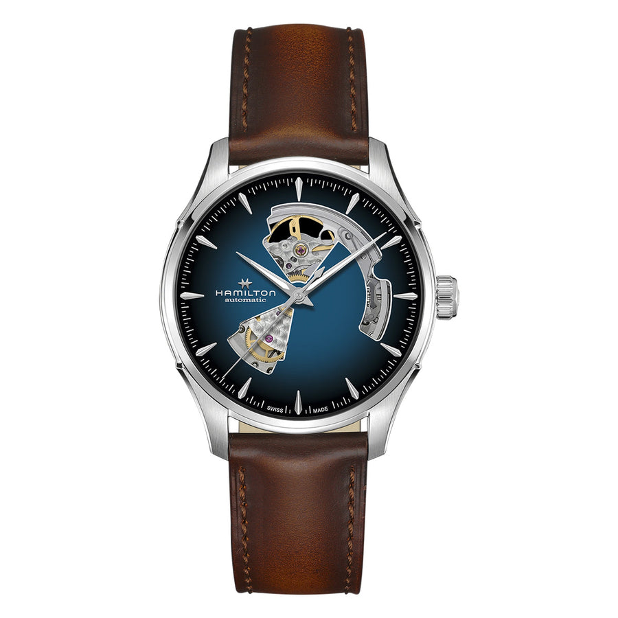 40mm Jazzmaster Open Heart Automatic Watch with Blue Dial Watch in Stainless Steel, Strap