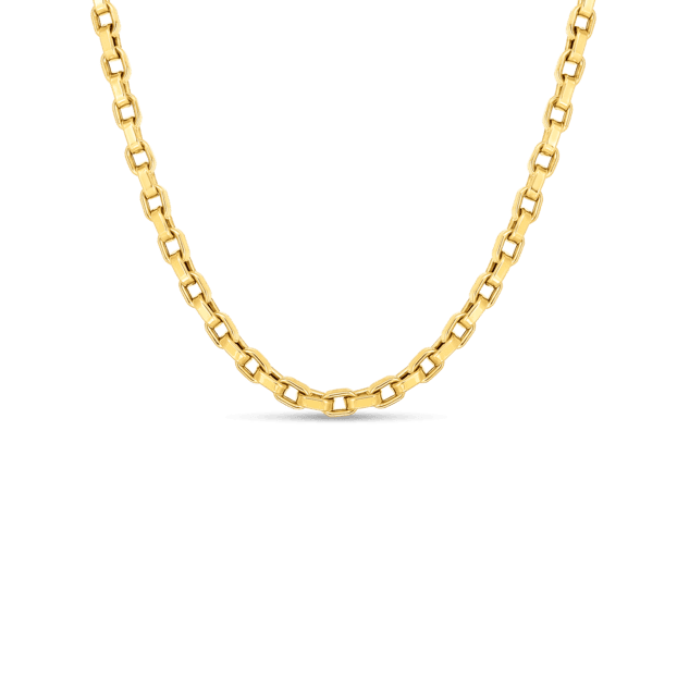 Square Link Chain Necklace in 18K Yellow gold, 17in