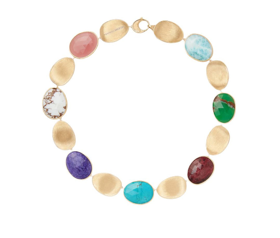 Lunaria Mixed Gemstone Collar Necklace in 18K Yellow Gold