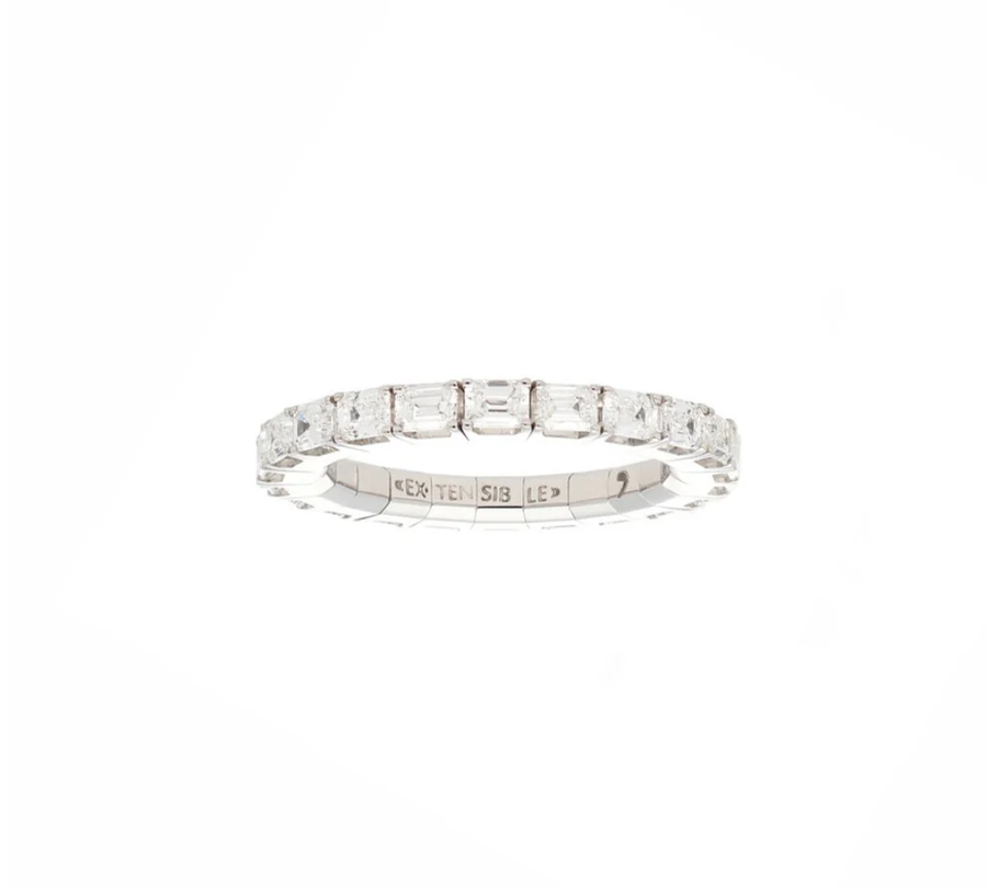 2.09ct Emerald Cut Diamond Stretch Eternity Band in 18K White Gold
