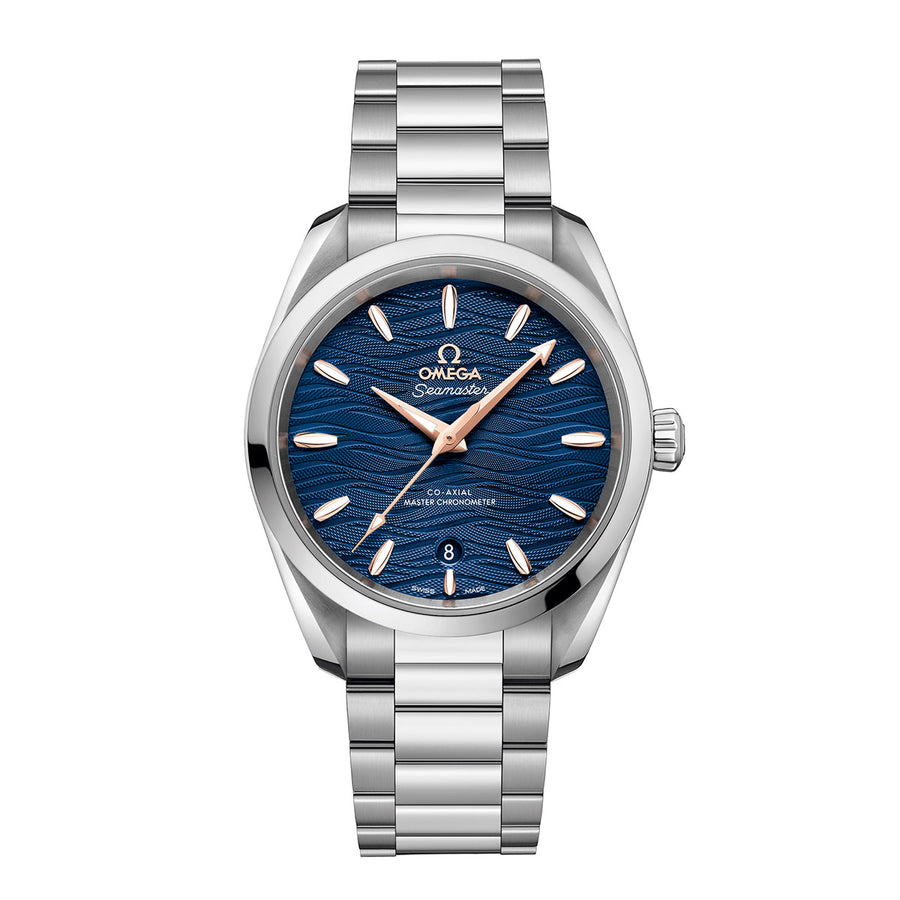 38mm Seamaster Aqua Terra Watch with Blue Dial in Stainless Steel, Bracelet