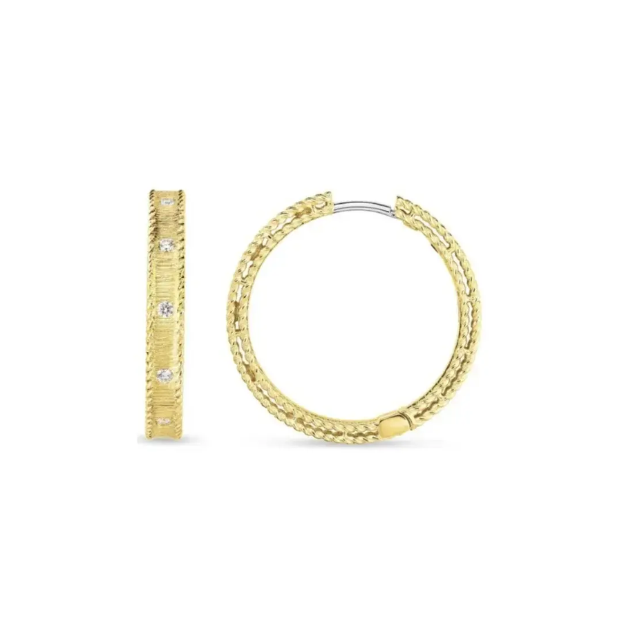 Princess 0.13ct Diamond Hoop Earrings in 18K Yellow Gold