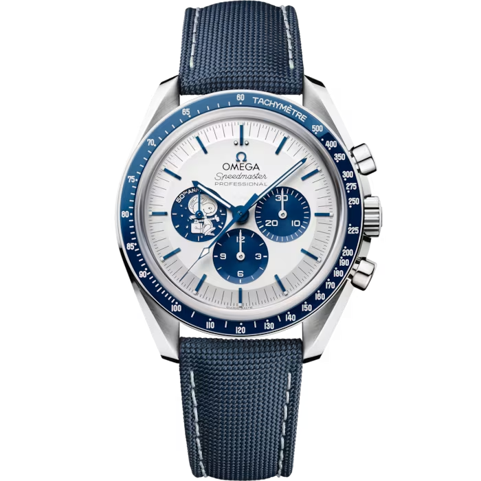 42mm Speedmaster Chronograph Silver Snoopy Award Watch with Silver Dial in Stainless Steel, Strap