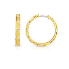Princess Diamond Hoop Earrings in 18K Yellow Gold