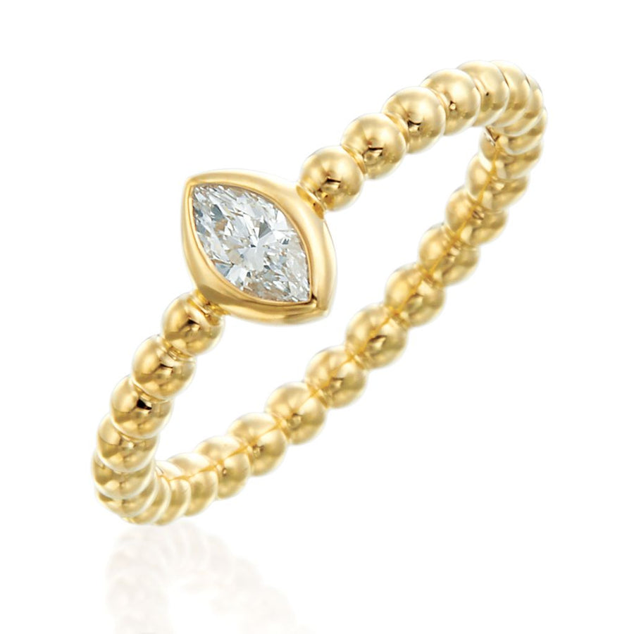Nutmeg 0.25ct Marquise Diamond Bezel Stack Ring in 18K Yellow Gold, size 7